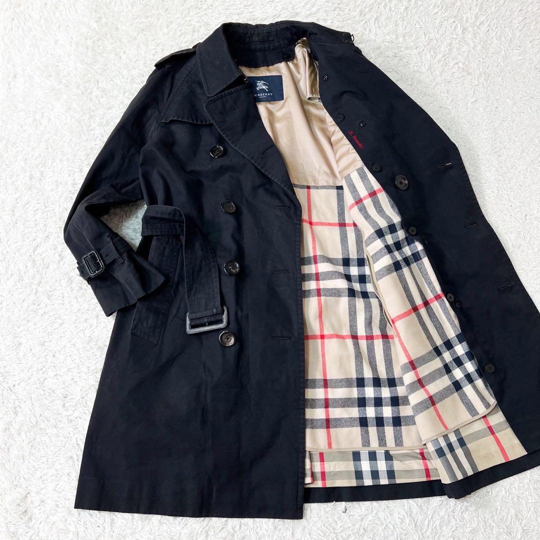 バーバリー トレンチコート メガチェック ライナー ベルト 綿 黒 Mサイズ