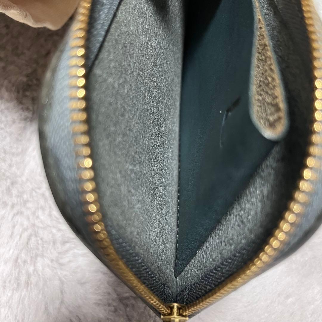 土屋鞄　ナチューラ Lファスナー　財布　ブルーグリーン