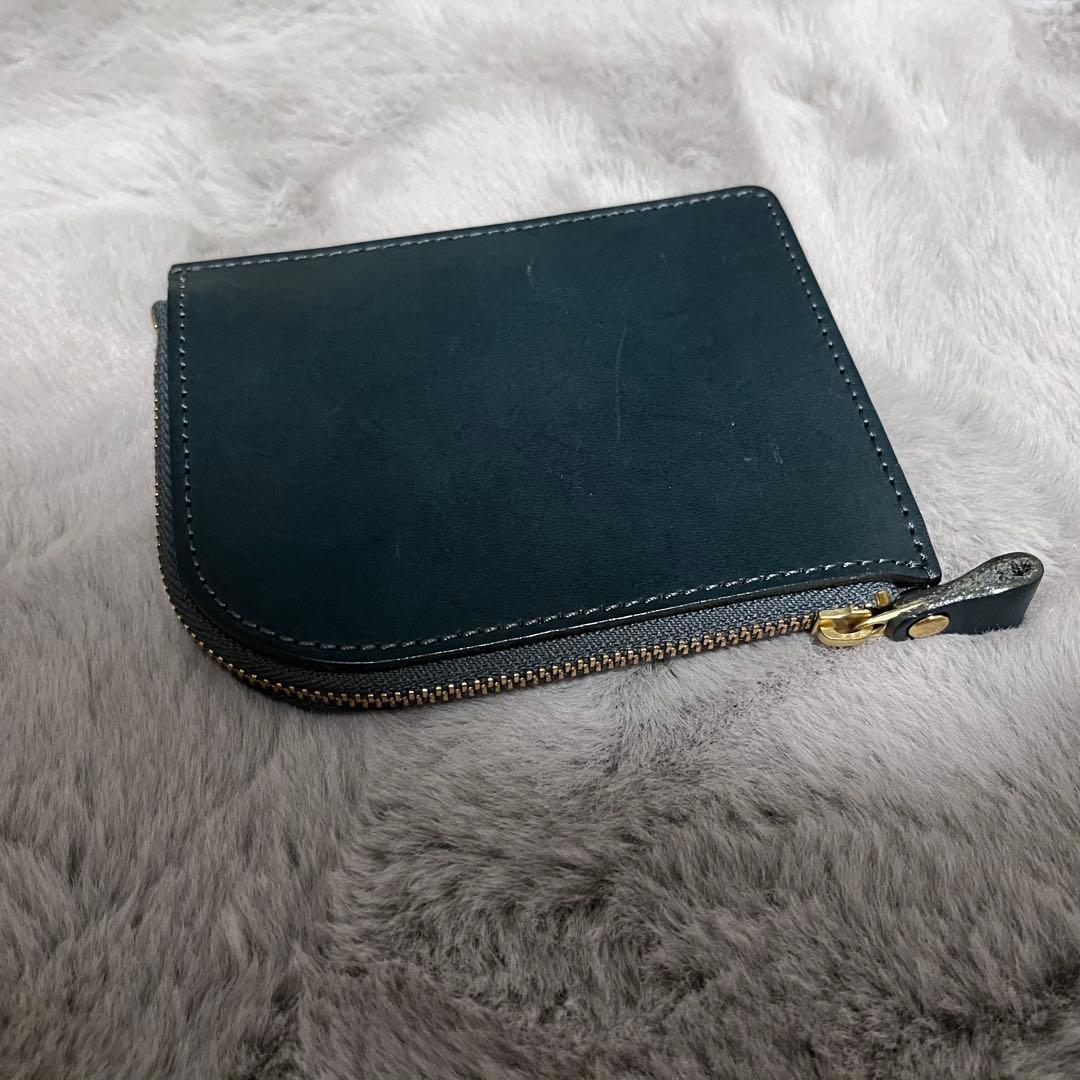 土屋鞄　ナチューラ Lファスナー　財布　ブルーグリーン