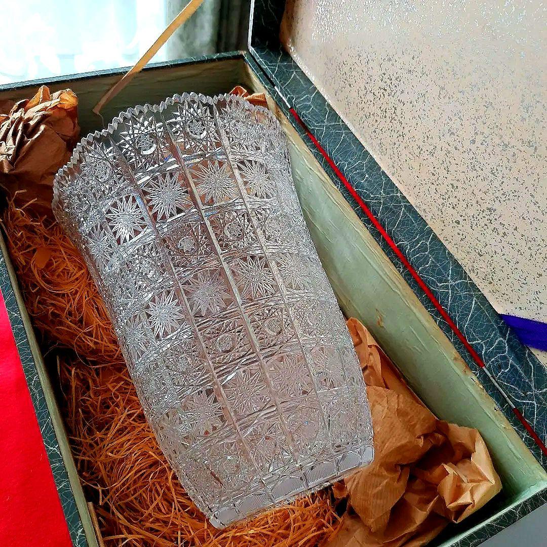 花瓶　ボヘミアクリスタル　大型（フラワーベース）