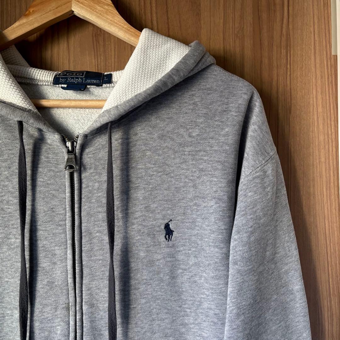 【USA製】 90s Ralph Lauren ジップパーカー サーマル L