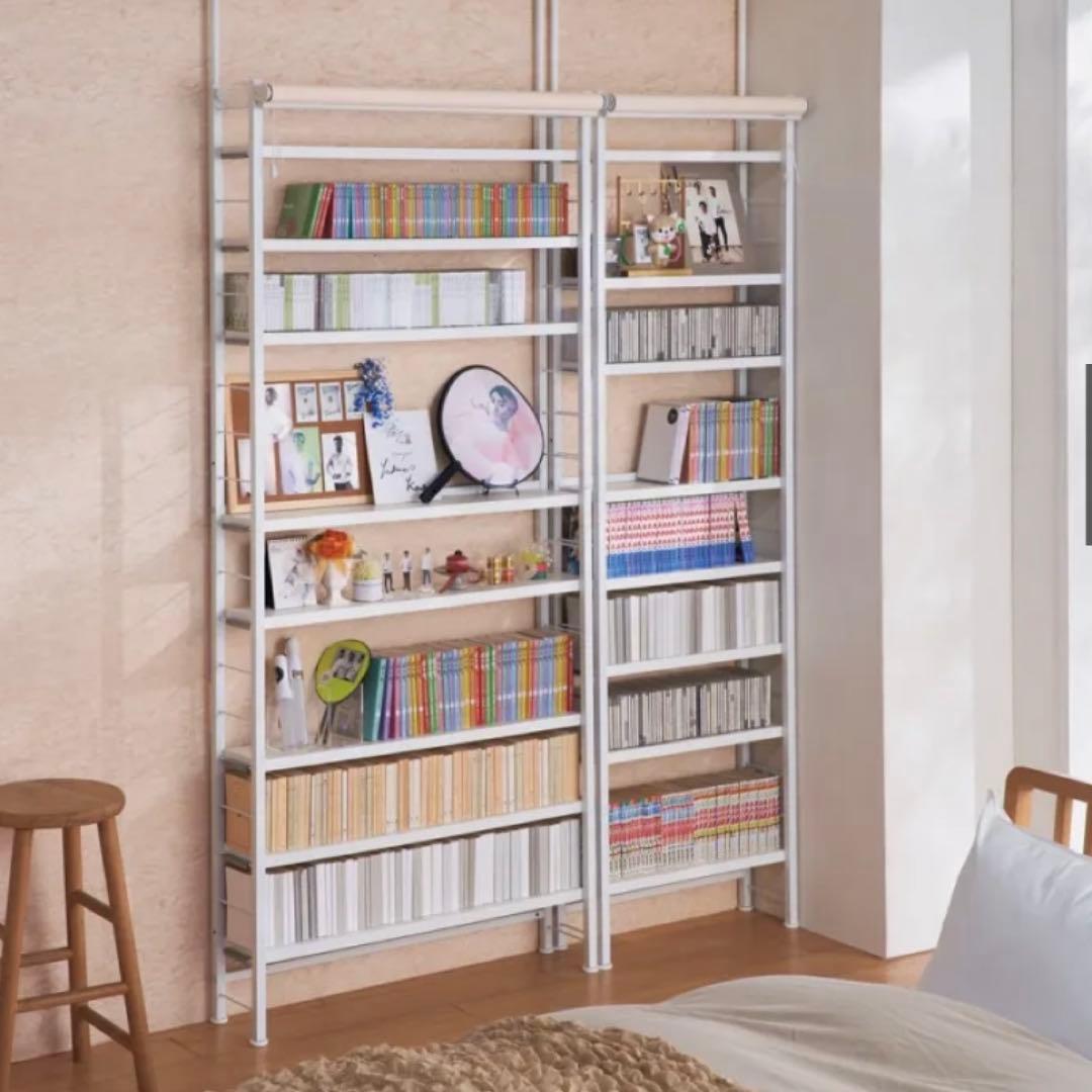 ロールカーテン付き突っ張りシェルフラック 幅60奥行36高さ205～260cm