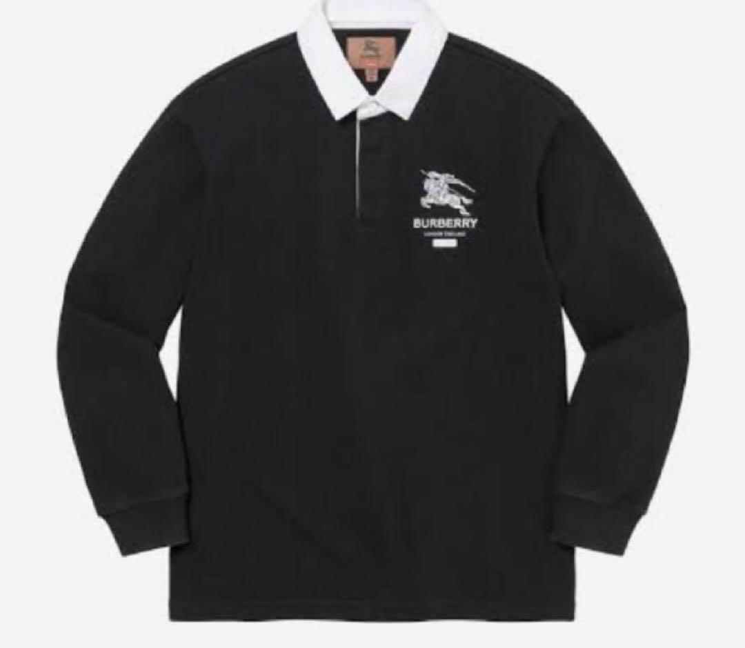 GWセール　シュプリーム　ラガーシャツ 黒 長袖　シュプリーム　バーバリー　S