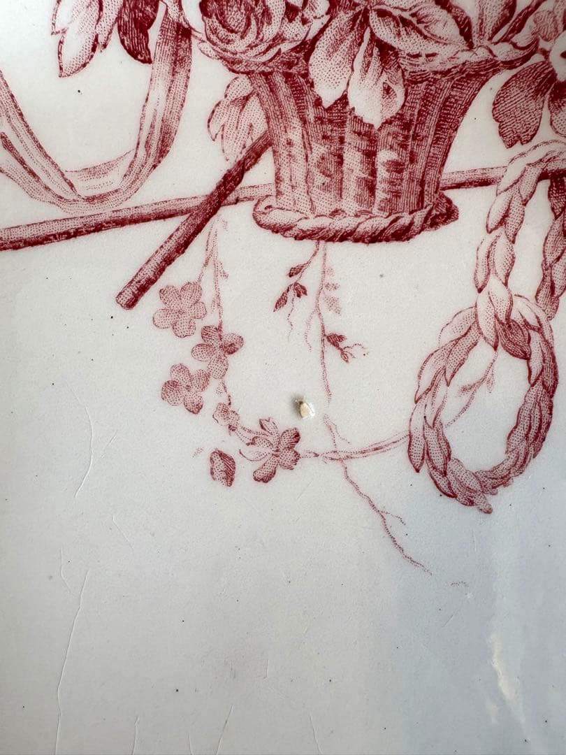 フランスアンティーク　ディナープレート　ローズパニエ　花籠　オリーブ　ジアン　③