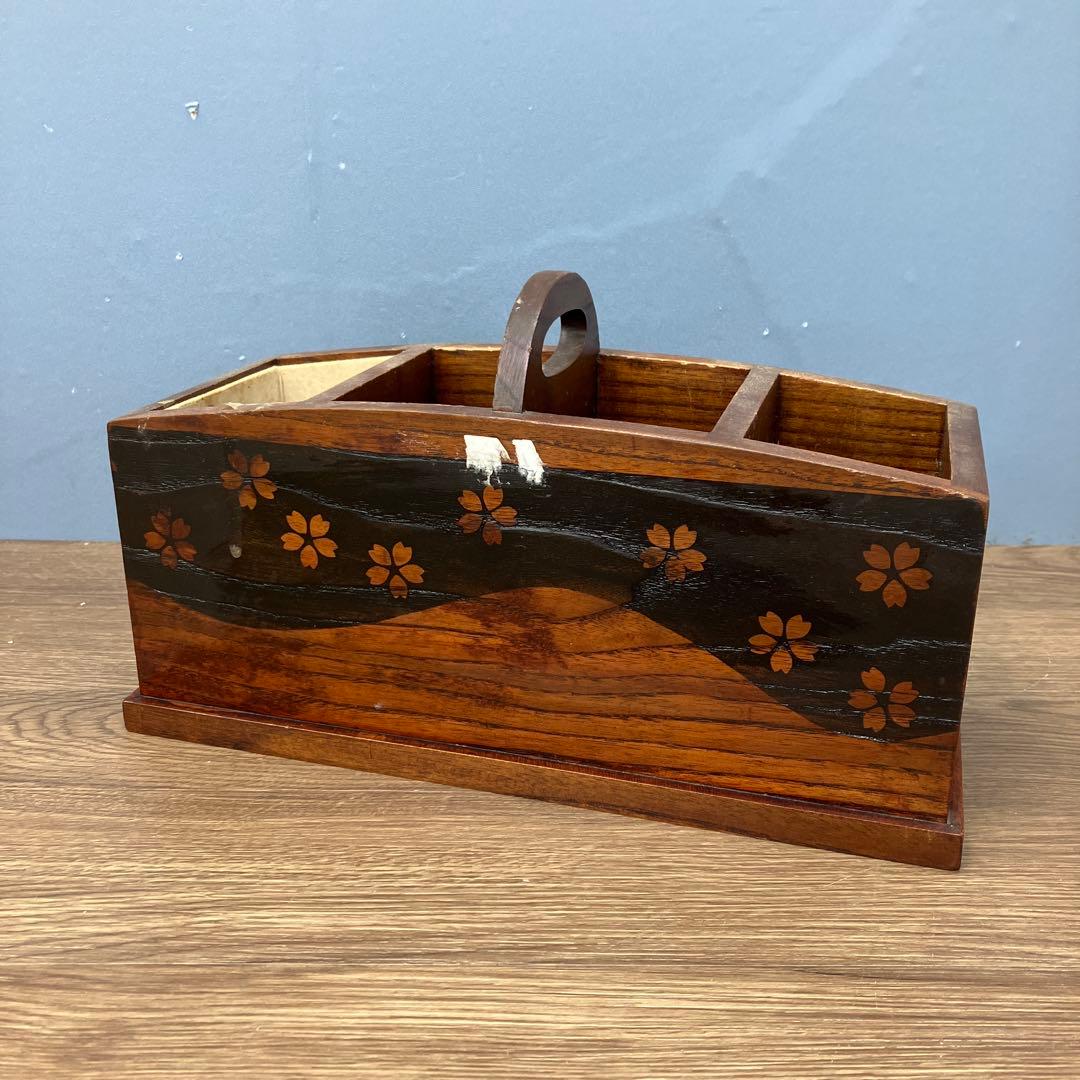 E-3 昭和レトロ 希少 KANSAI 木製 リモコンラック 小物入れ 桜柄