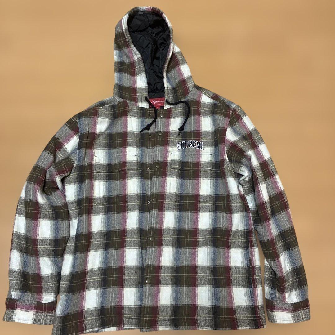 ジャケット・アウター supreme 19AW Quilted Hooded Plaid Shirt