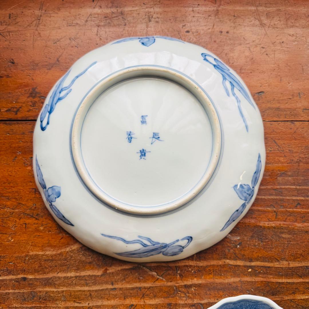 ご確認用　骨董皿　金蘭手染錦　鶴亀松竹梅文　金彩色絵皿　二枚