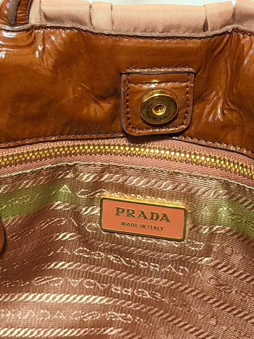 中古　PRADA トートバッグ　ピンクベージュ　ナイロン