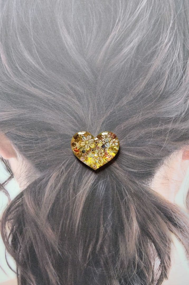 着物柄 秋デザイン ハート ヘアゴム