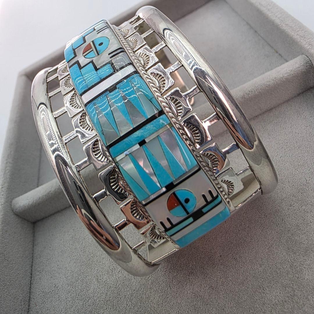 インディアンジュエリー　ズニ族　バングル　シルバー　ヴィンテージ