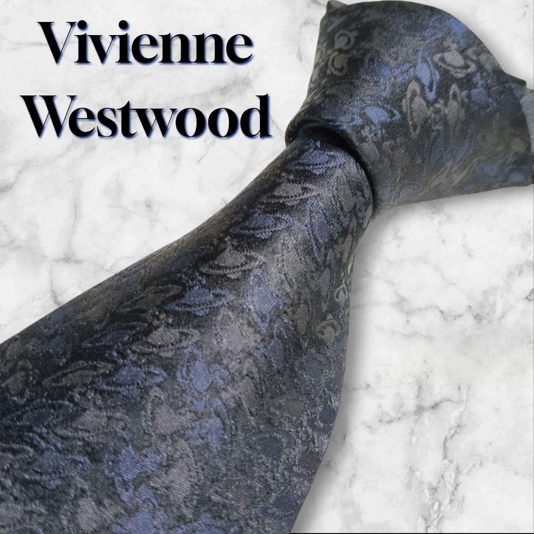 Vivienne Westwood　ネクタイ　オーブ　総柄　あんしん鑑定　黒