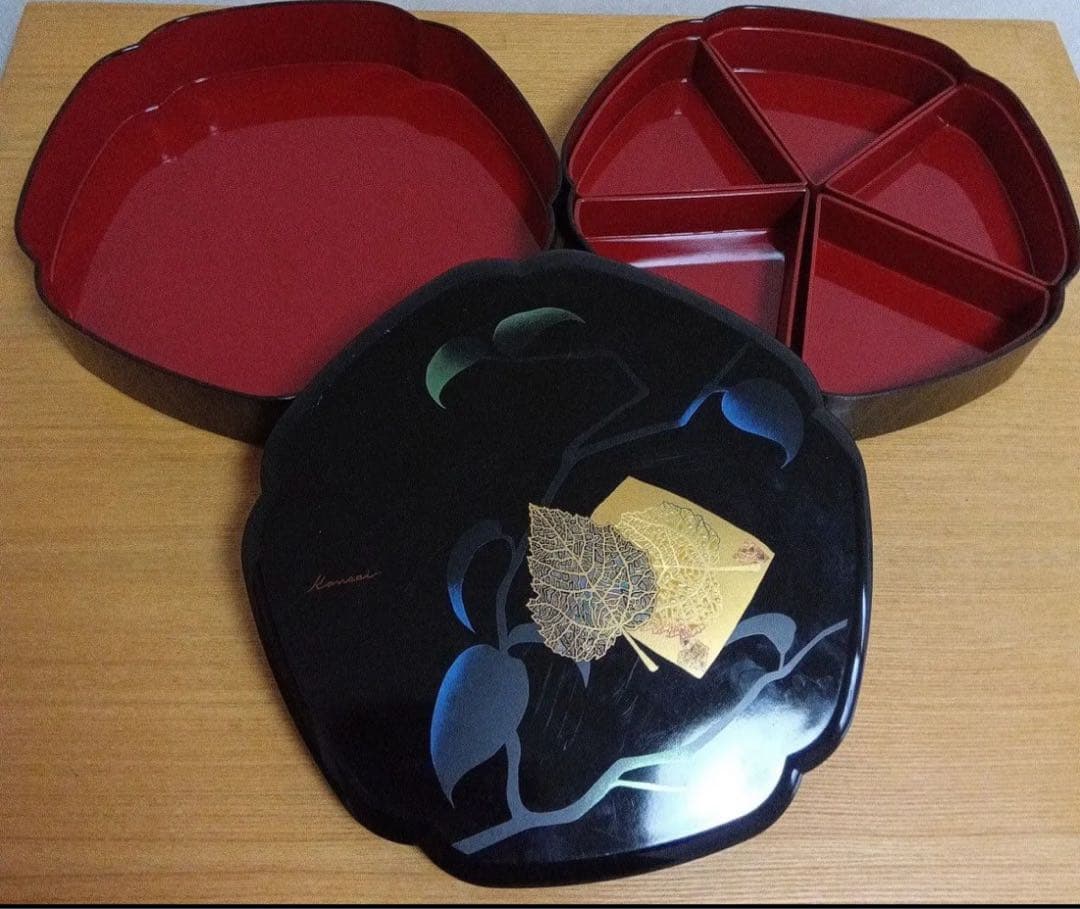 漆塗り八角形重箱 3段式