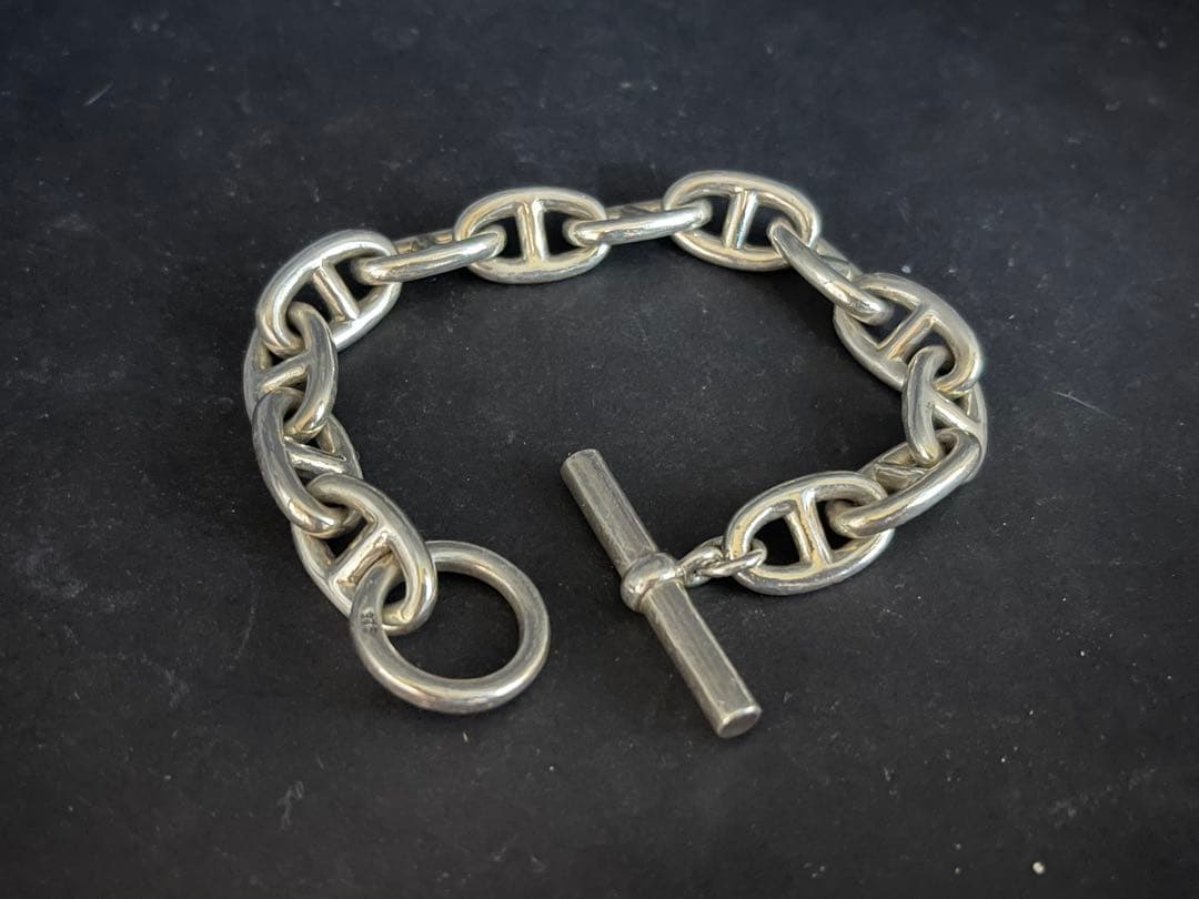 シルバー925製　アンカーチェーンブレスレット　13コマ　シェーヌダンクル風