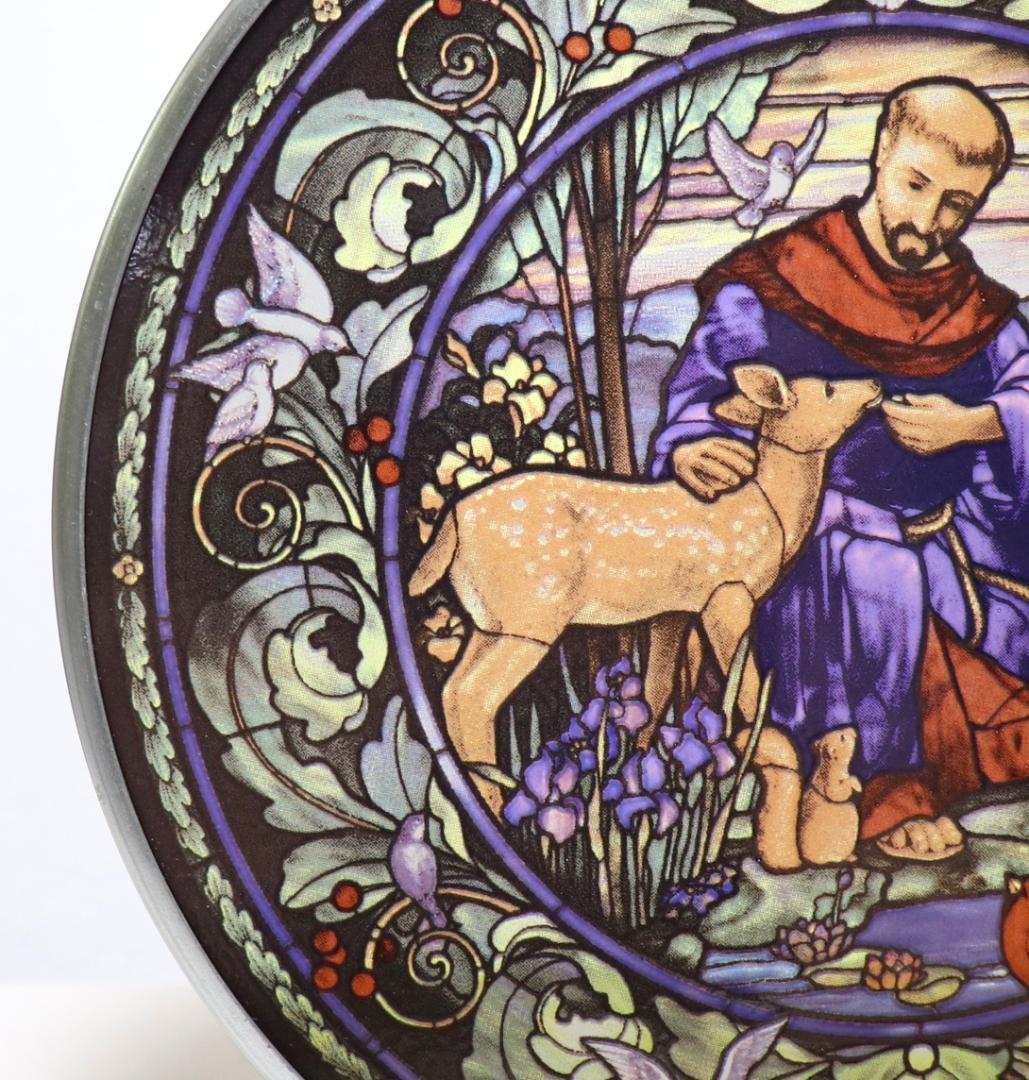 新品 カトリック修道士 フランチェスコと動物たち ヴィンテージ ステンドグラス