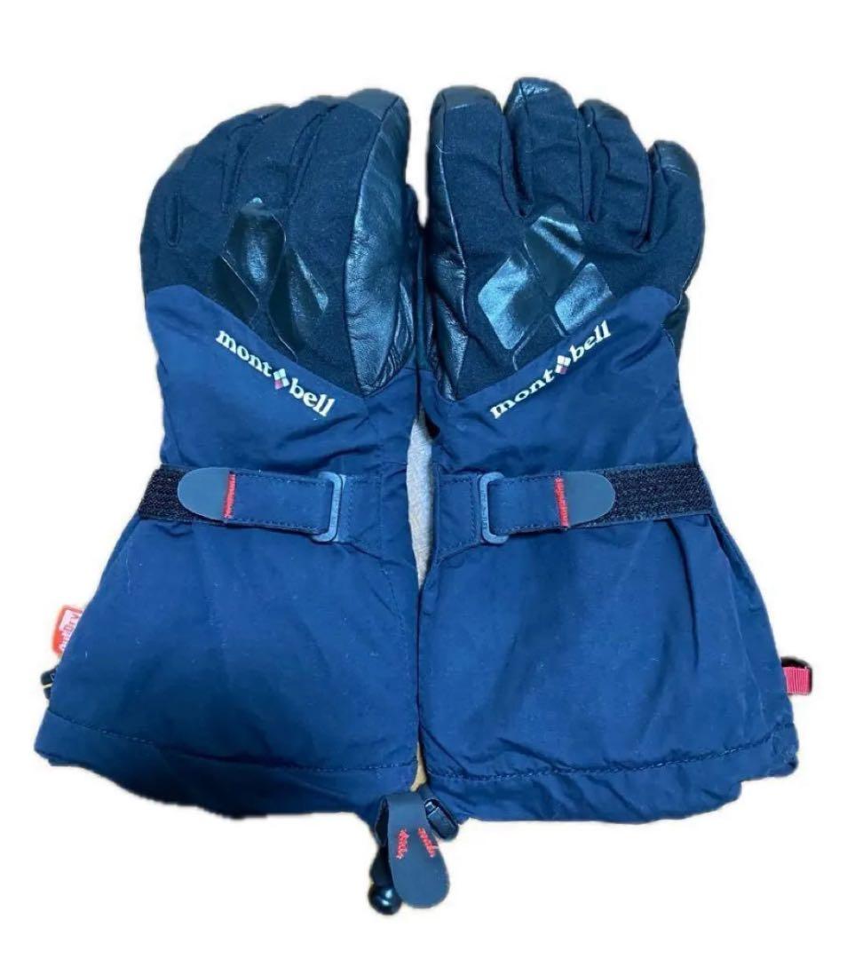 モンベルアルパイングローブインナー付アウトドライ山羊皮 レディースM ネイビー