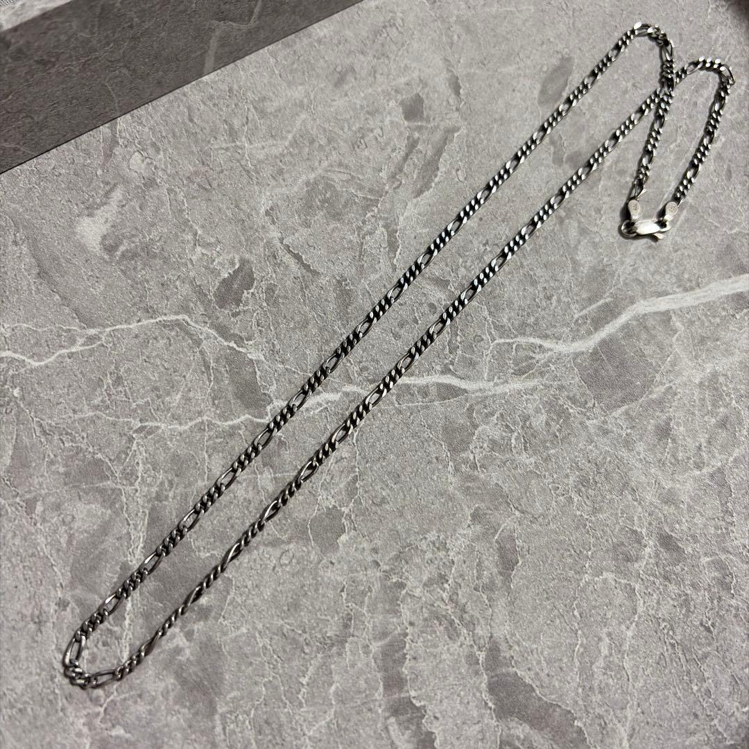 【レア】ヴィンテージ シルバー925 フィガロチェーンネックレス 50cm