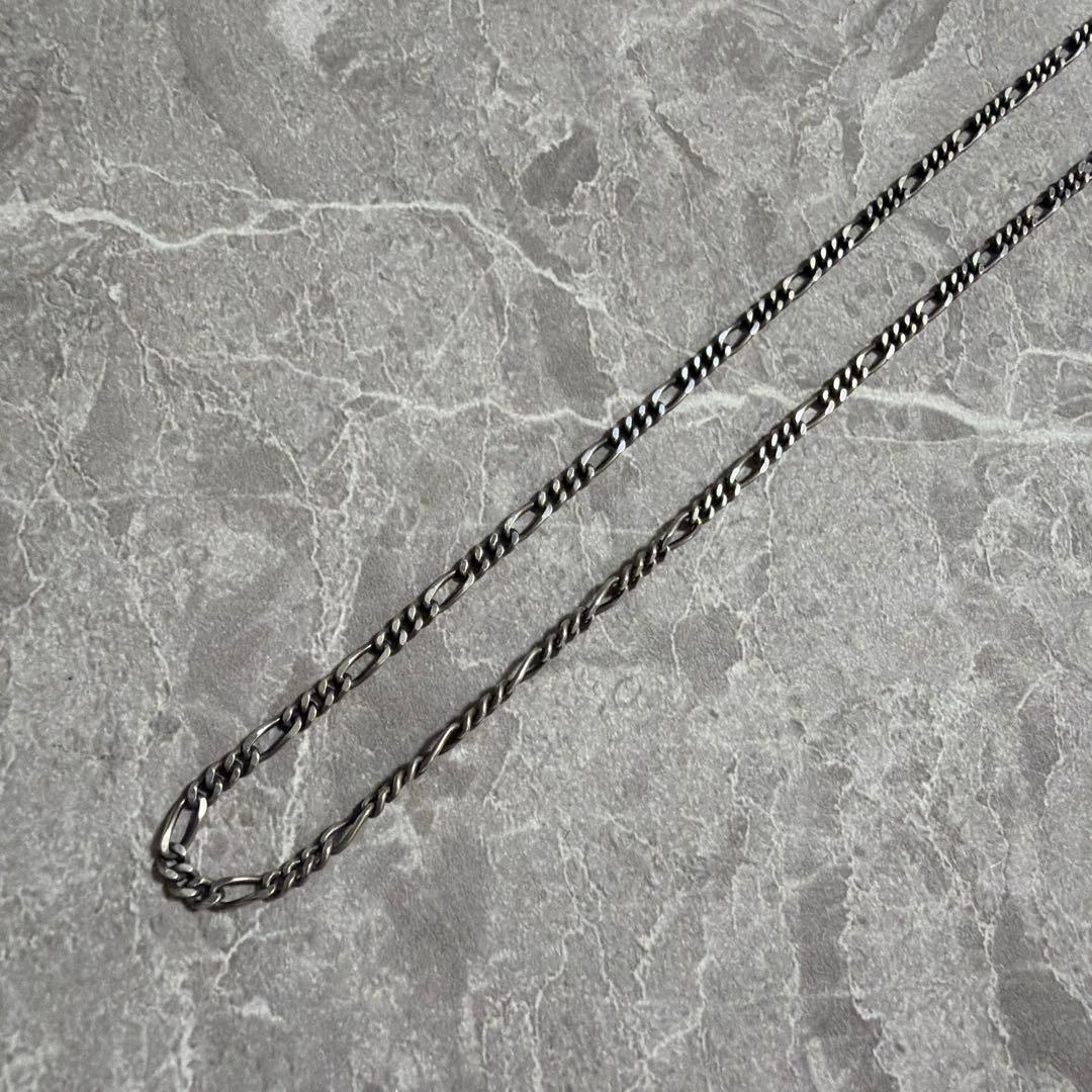 【レア】ヴィンテージ シルバー925 フィガロチェーンネックレス 50cm