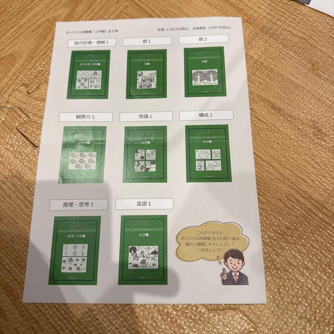 【伸芽会】オリジナル問題集 入門編（フルセット8冊）緑本