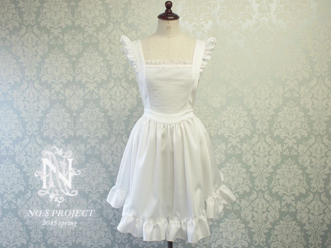 フリルエプロン　ホワイト　NO.S PROJECT　ノスプロジェクト　ノスプロ