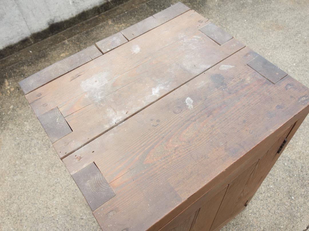 【中古】K▼木製 金庫 道具箱 古い家具 木箱 鍵付き (37554)