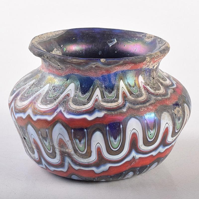 アンティーク　古代　ベネチアンガラス　ローマン硝子　古壷　V　R7612