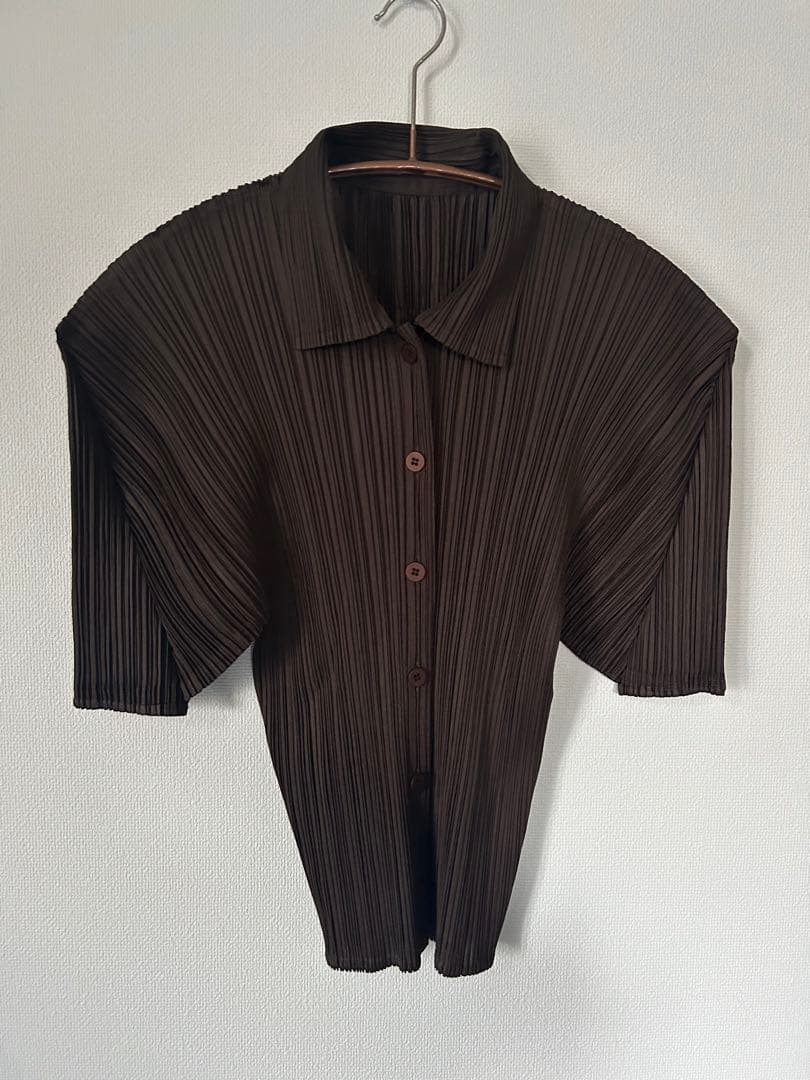 PLEATS PLEASE ブラウン半袖シャツ