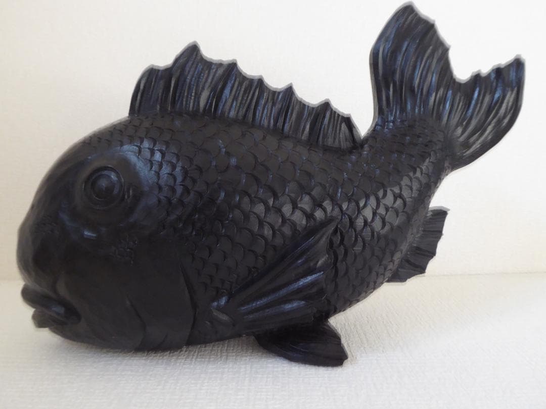木彫り/一刀彫り/手彫り『魚』サカナ/さかな/木製/彫刻/置物/飾り/グッズ/A