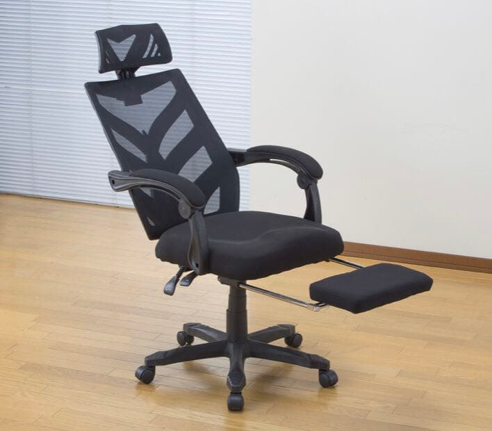 メッシュリクライニングチェア フットレスト付き 新品