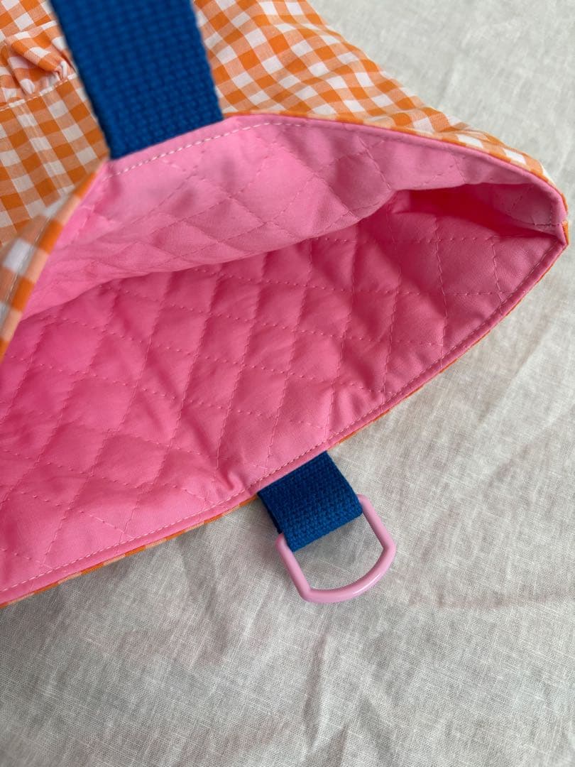 【あり】緑ギンガムチェック　レッスンバッグ　上履き入れ　入園入学2点セット