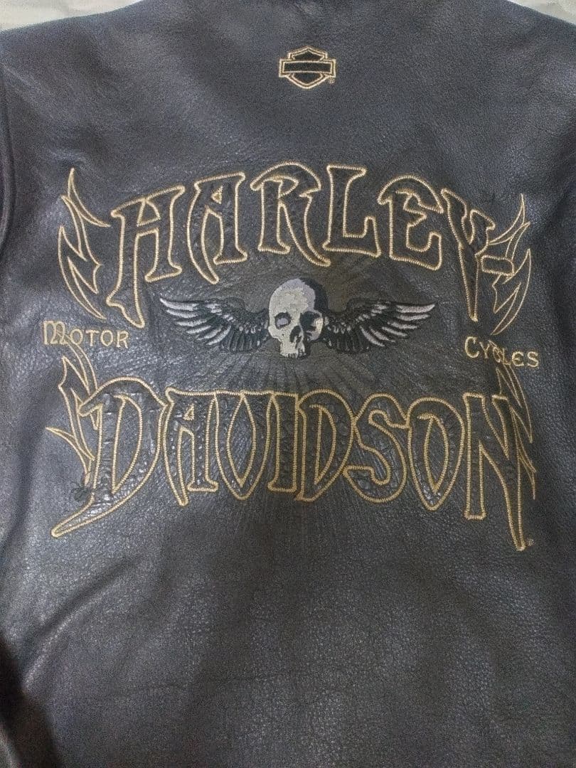 定価11.8万円 ハーレーダビッドソン スカルウィング刺繍 ダブルライダース
