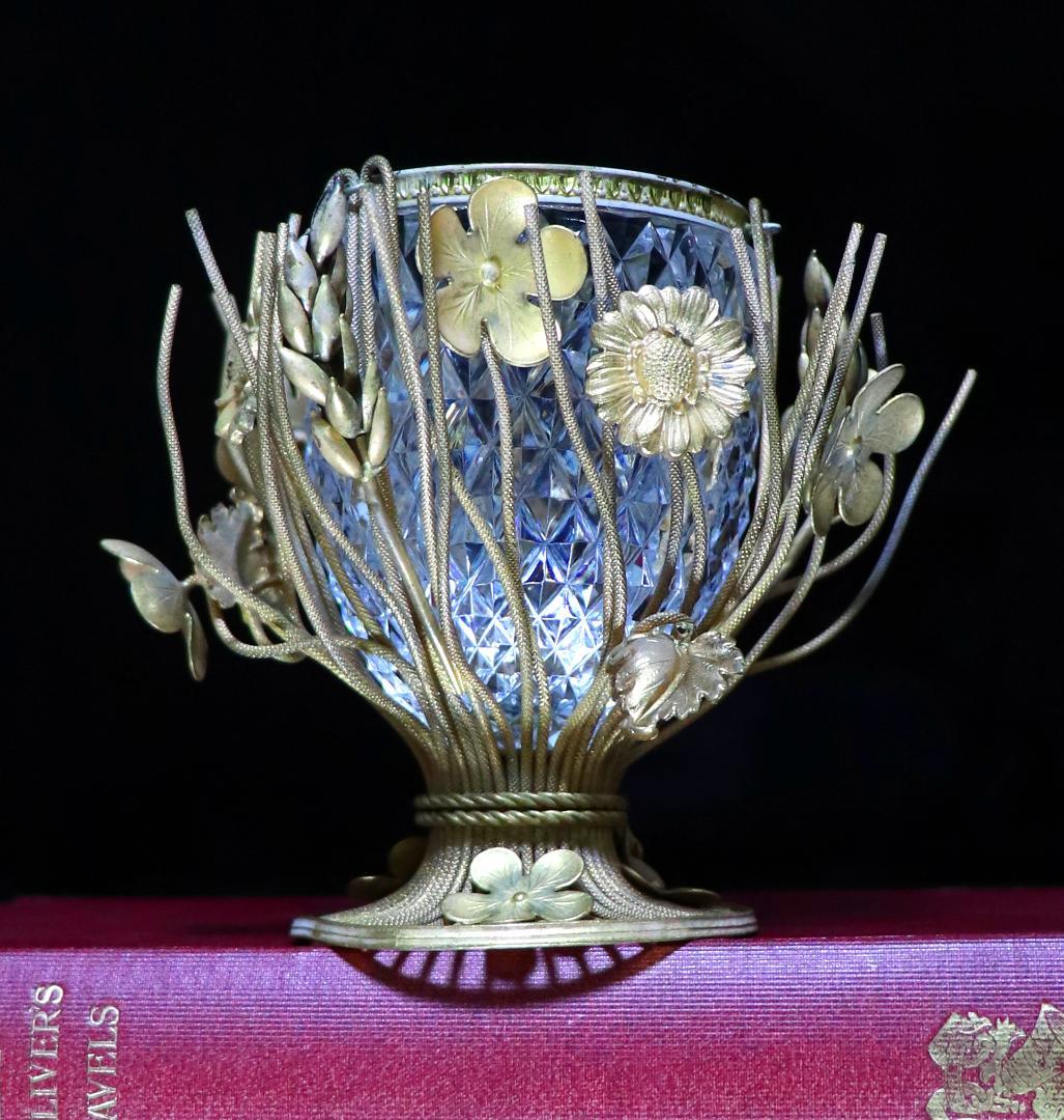 オールド・バカラ 博物館級 ブロンズ装飾 小物入れ ディアマン ビゾー 花瓶