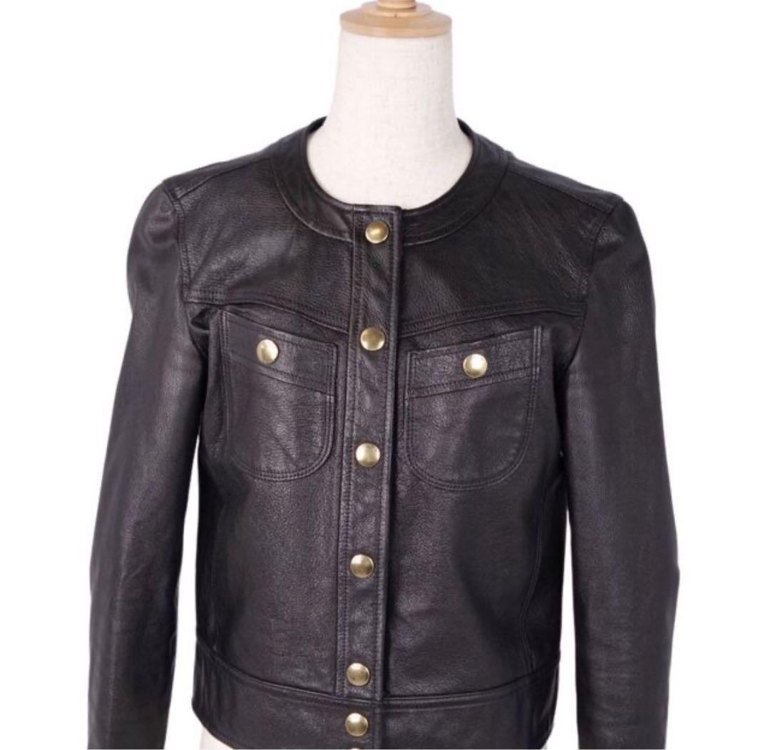 COACH ノーカラー レザージャケット 0(S相当) ブラック