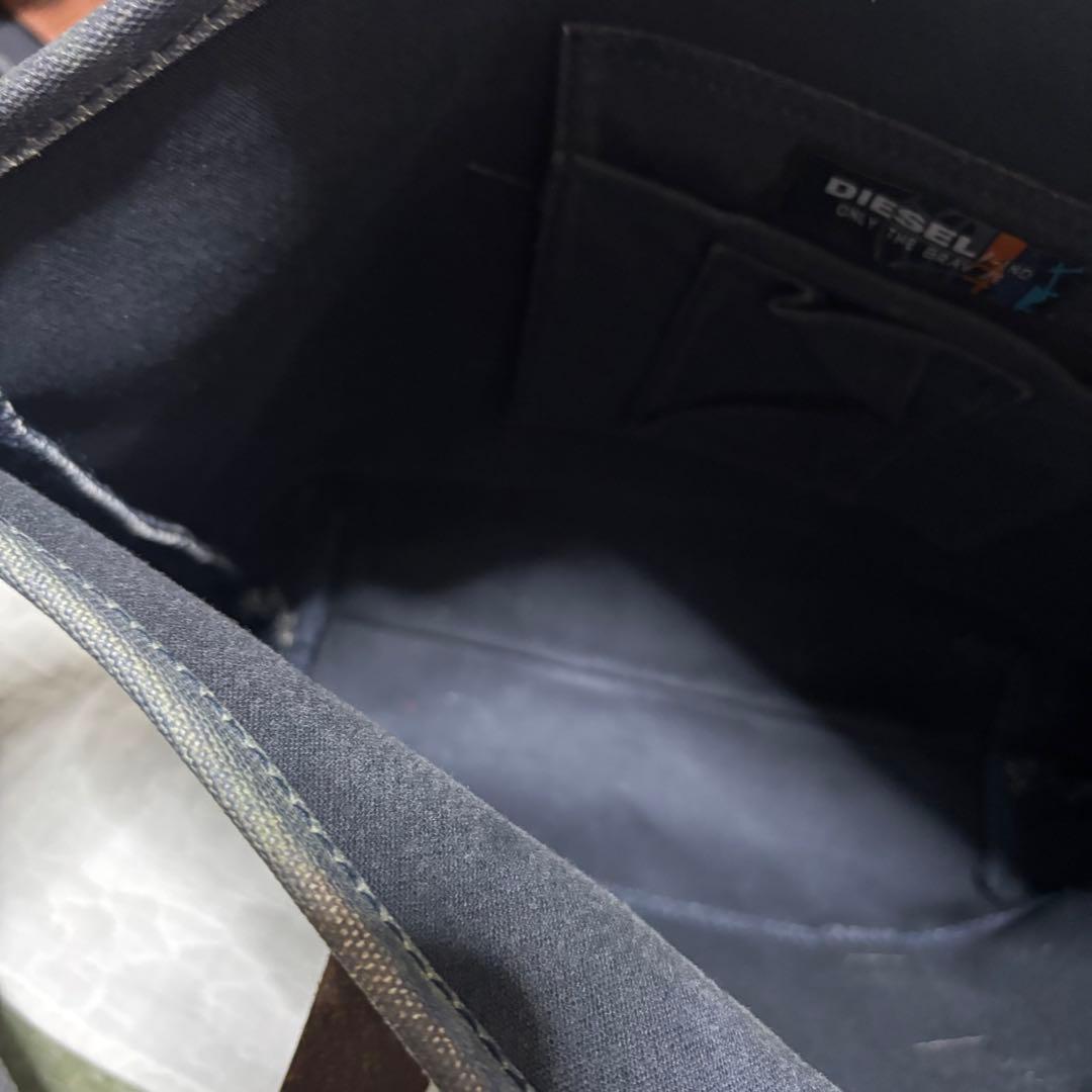 希少 DIESEL トートバッグ 変形 レザー デニム A4OK 青