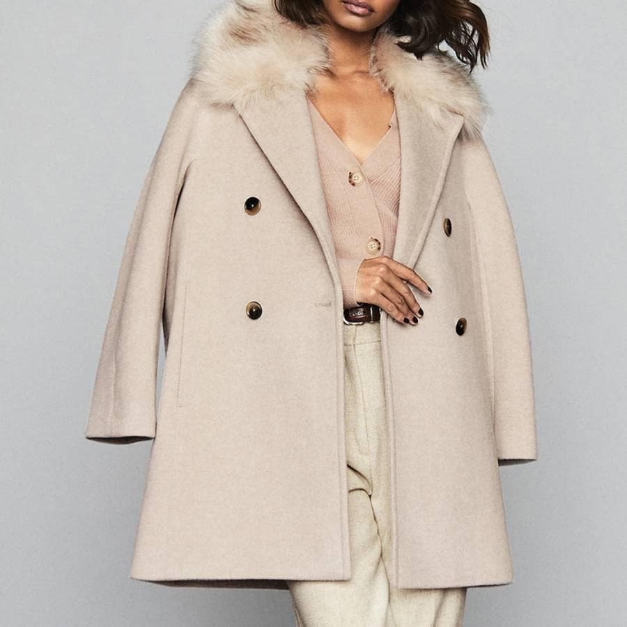 新品送料無料UK12/US8リースREISS lawsonウールコートベージュ