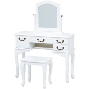 猫足ドレッサー 【収納付きテーブル・スツールチェア】 木製 アンティーク風