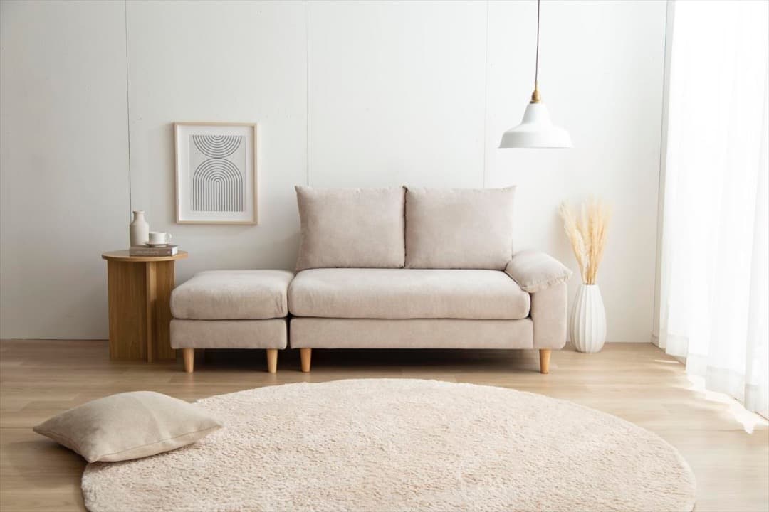 【送料無料】【2点セット】Mellow オットマン付き2人掛けカウチソファ 椅子