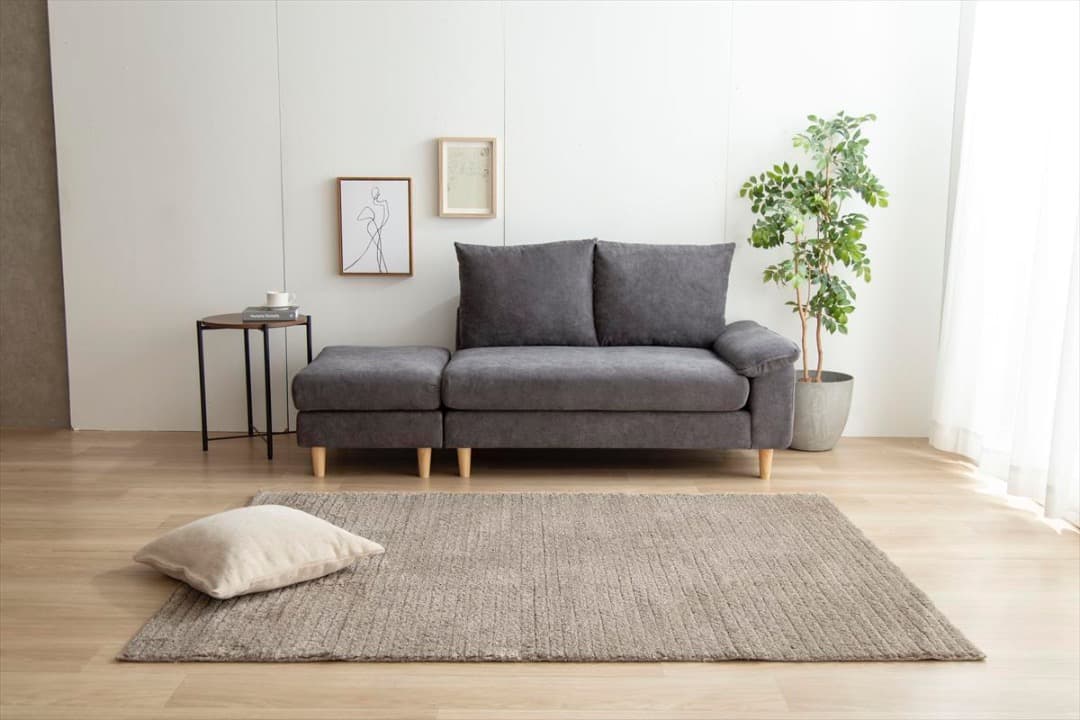 【送料無料】【2点セット】Mellow オットマン付き2人掛けカウチソファ 椅子