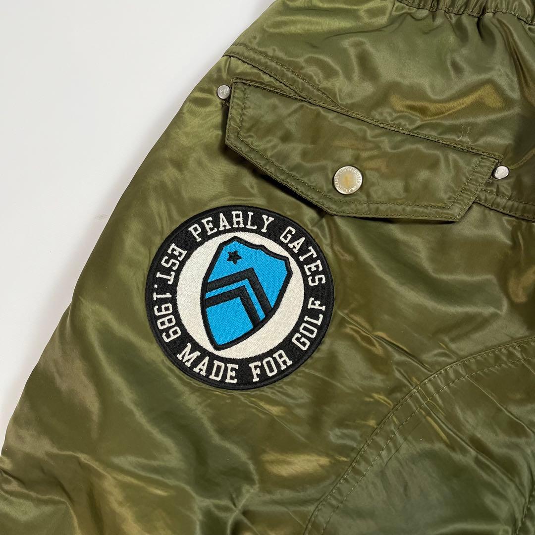 美品 PEARLY GATES 中綿 ナイロン パンツ ワッペン 刺繍ロゴ