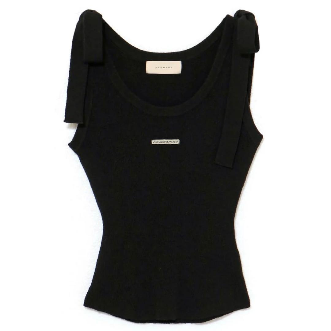 ANDMARY Avrill ribbon tops　BLACK