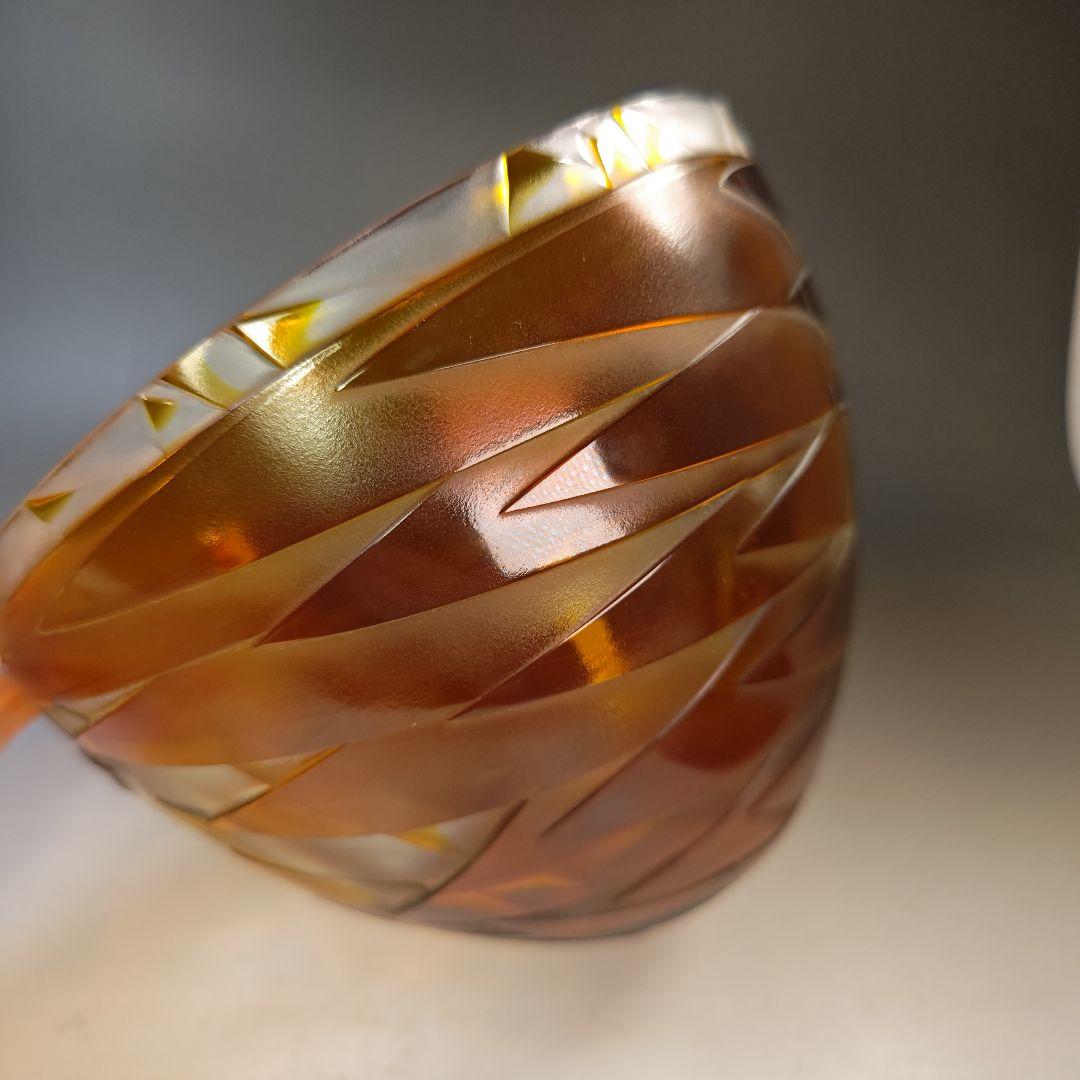 イ951 水指『硝子　ガラス　作家物　鳥文切子　水指　替蓋付』茶道具