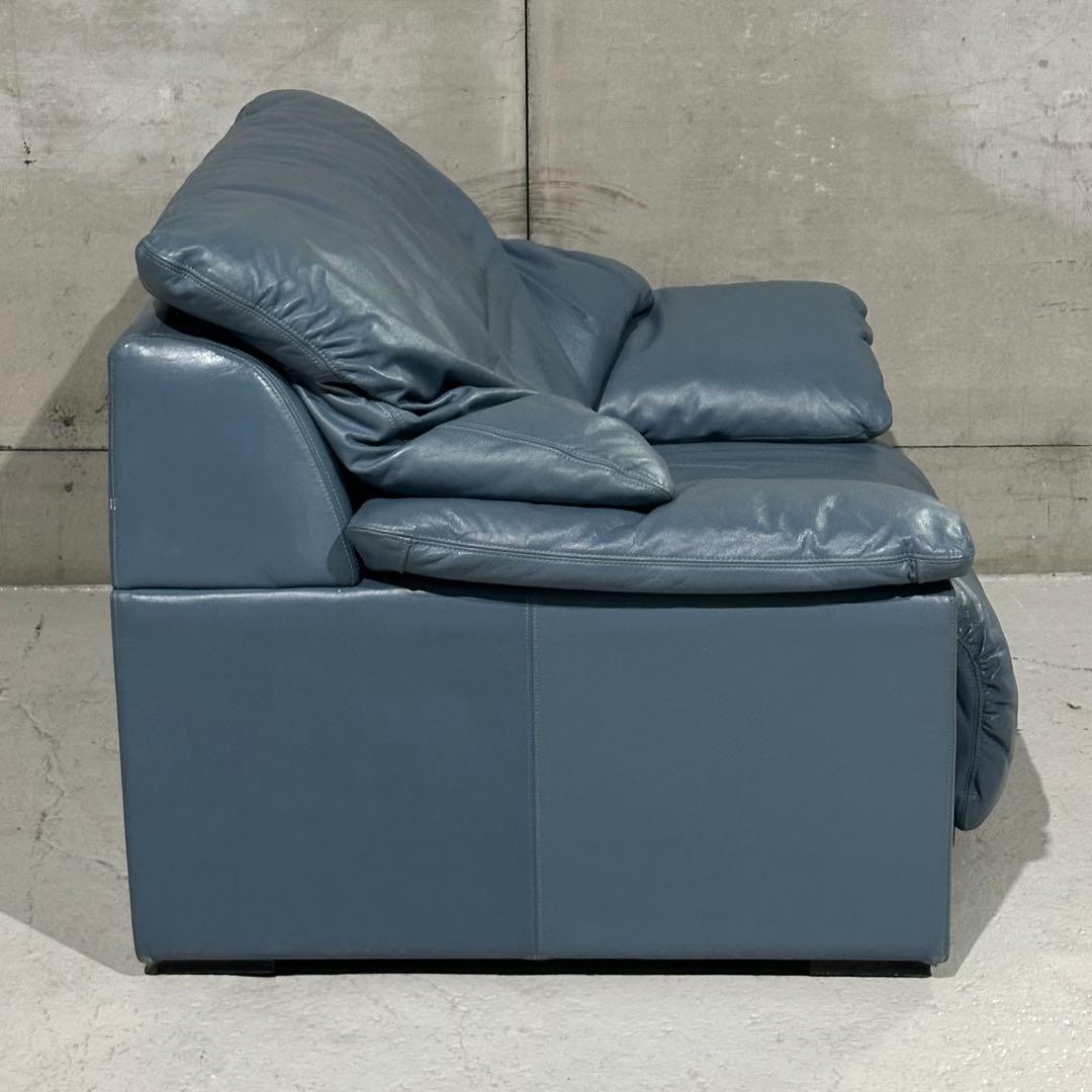 maruni／マルニ 本革1人掛ソファ｜ブルーグレー｜本革＆ボリュームクッション