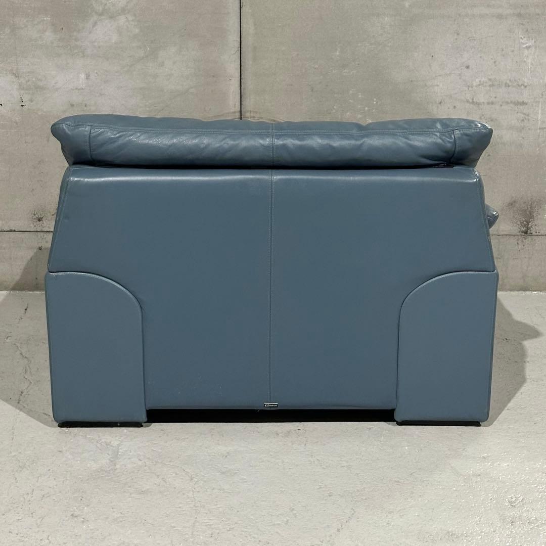 maruni／マルニ 本革1人掛ソファ｜ブルーグレー｜本革＆ボリュームクッション
