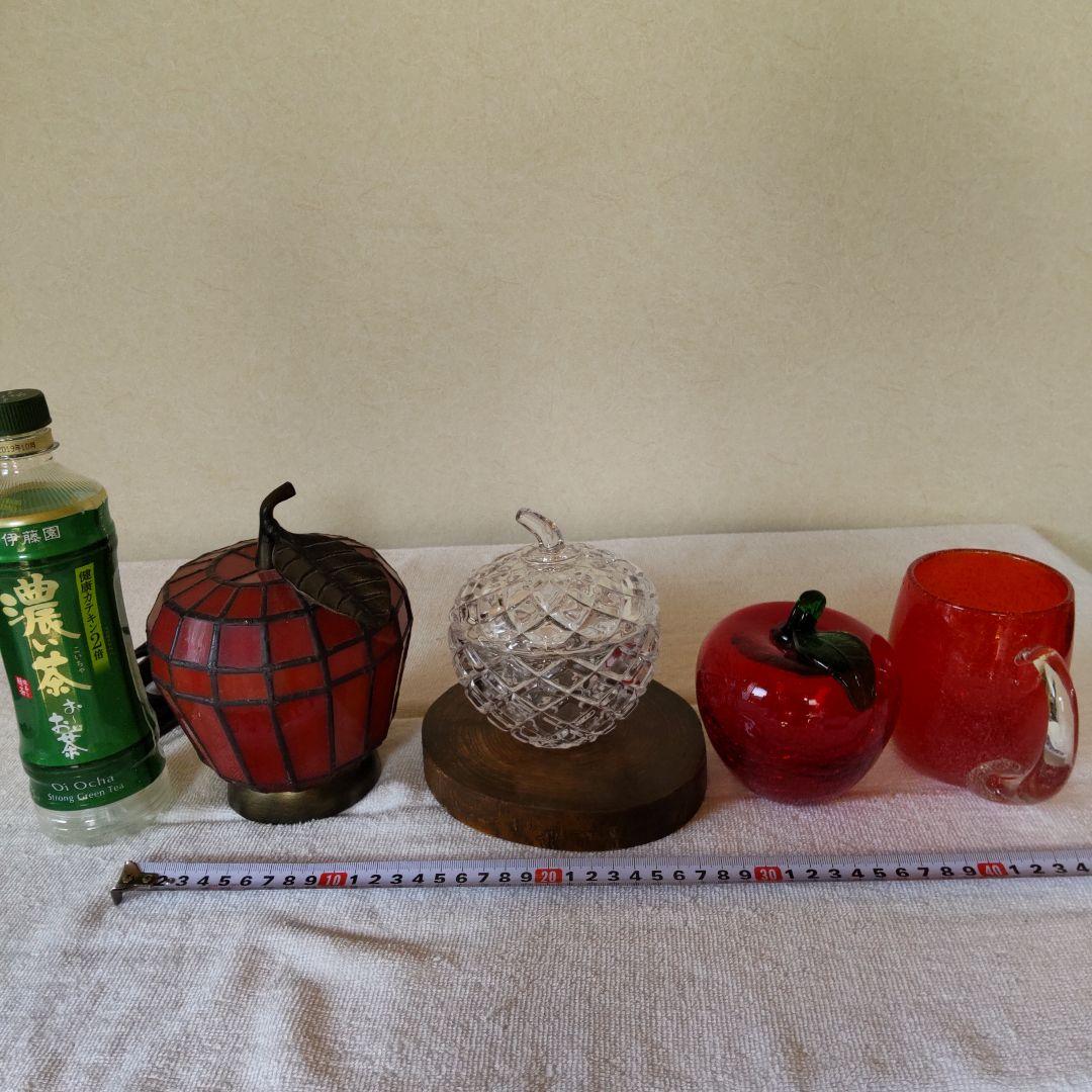 りんご4点セット　林檎のステンドグラスランプとAppleガラス小物
