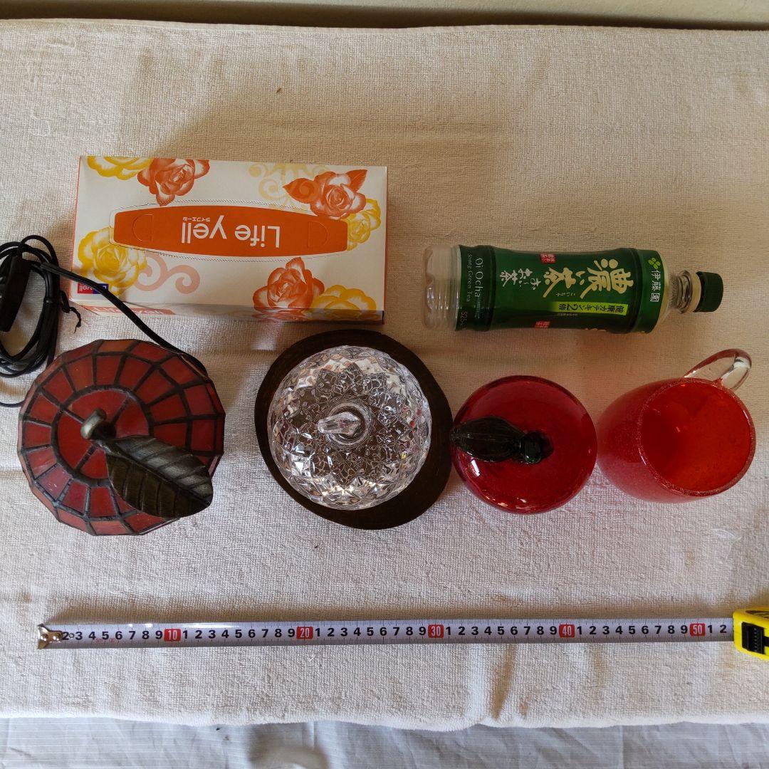 りんご4点セット　林檎のステンドグラスランプとAppleガラス小物