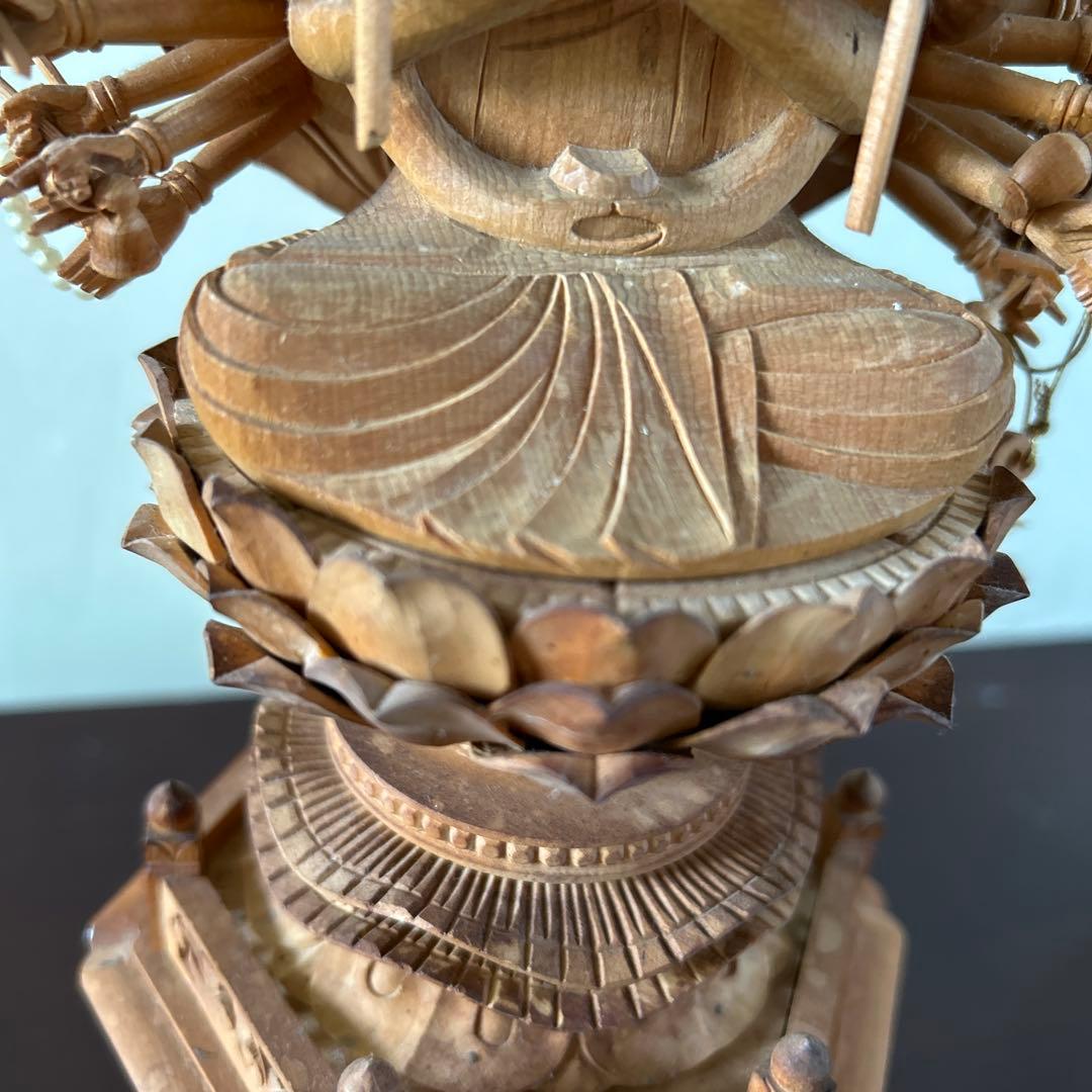 【土日値下中】千手観音像　木彫り　仏像　骨董品