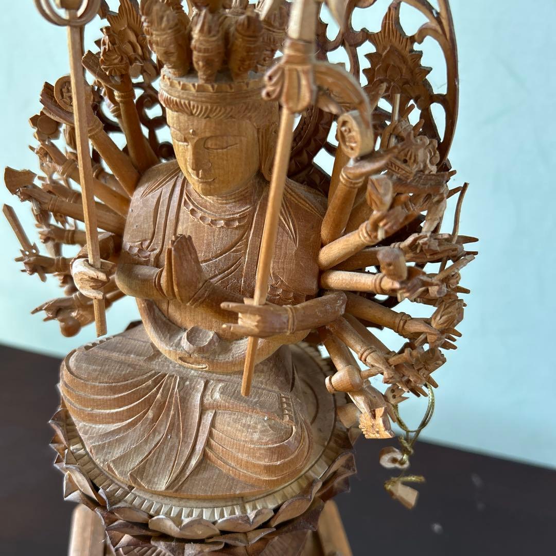 【土日値下中】千手観音像　木彫り　仏像　骨董品