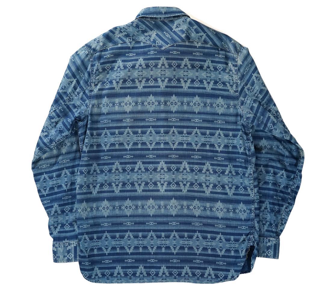 RRL 本藍染め インディゴ コットン サテン ワークシャツ ダブルアールエル
