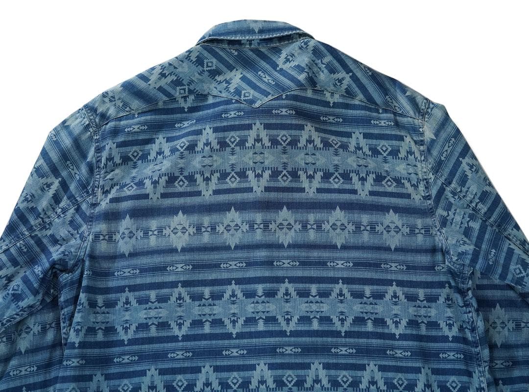 RRL 本藍染め インディゴ コットン サテン ワークシャツ ダブルアールエル
