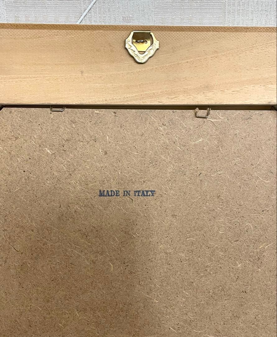 イタリー製 八角形 壁掛けミラー 鏡 アイボリー系 ゴールド 美品