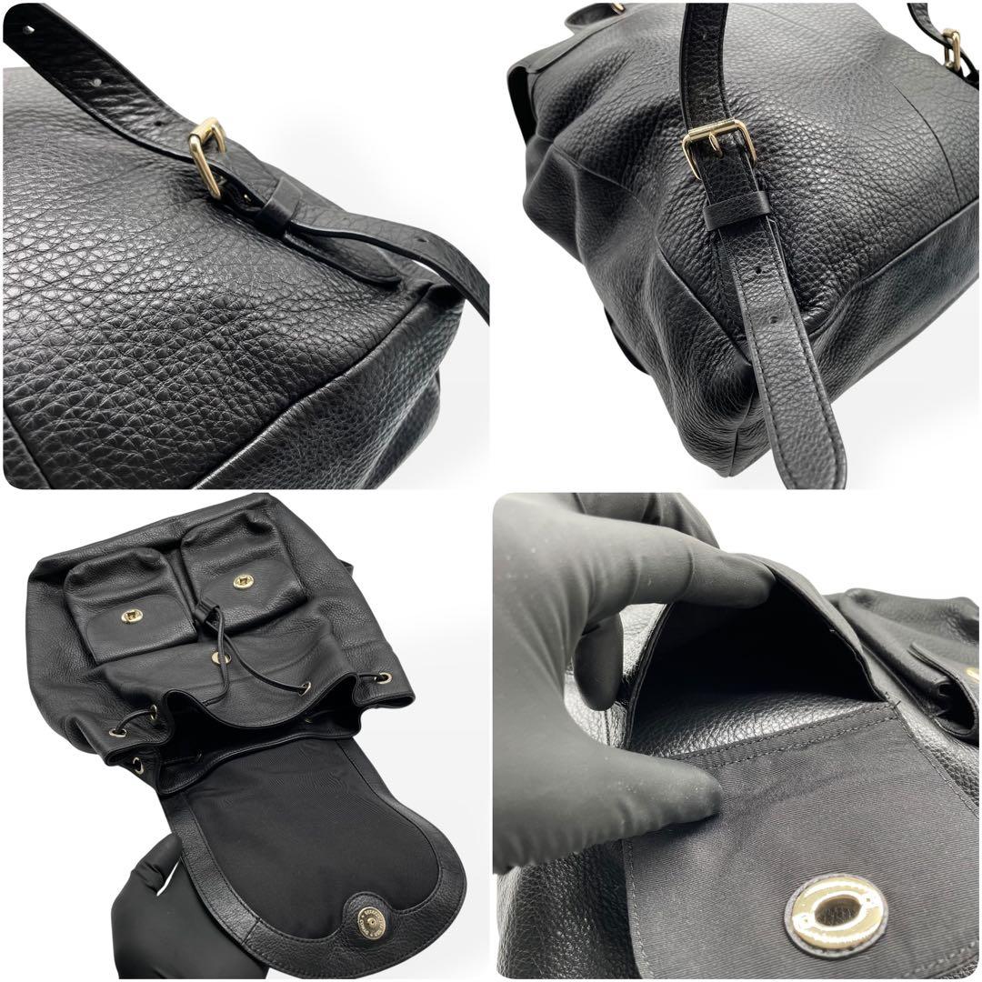極美品　COACH コーチ　リュック　バックパック　レザー　ブラック　シボ革